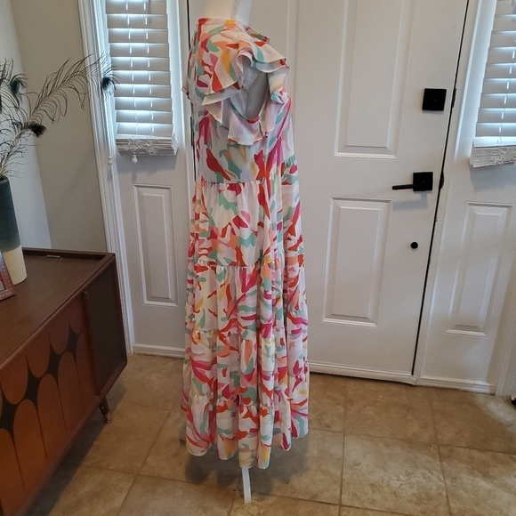 Crosby Mollie‎ Burch Dress Womens S Small Midi Colorful Tiered Pockets Easter - Picture 6 of 13